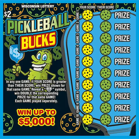 PICKLEBALL BUCKS Wisconsin scratch game ticket