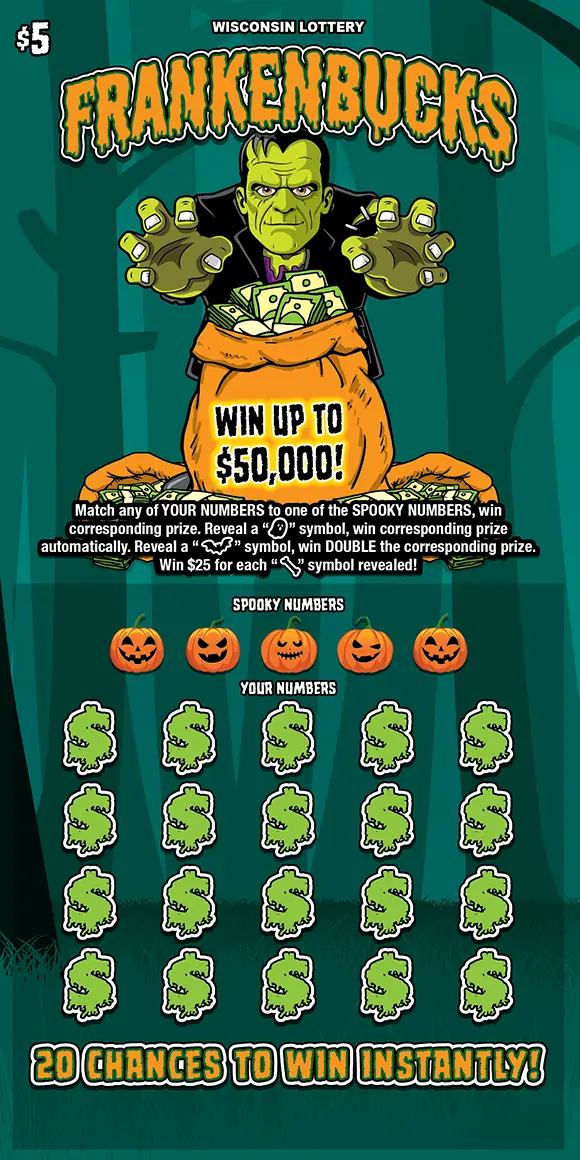 FRANKENBUCKS Wisconsin scratch game ticket