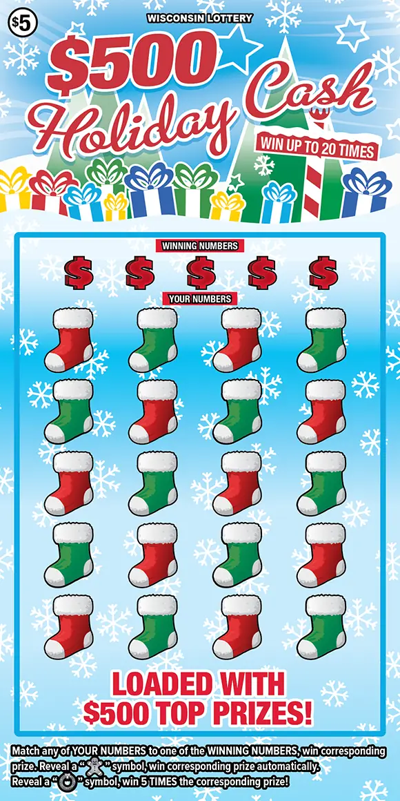 500 HOLIDAY CASH Wisconsin scratch game ticket