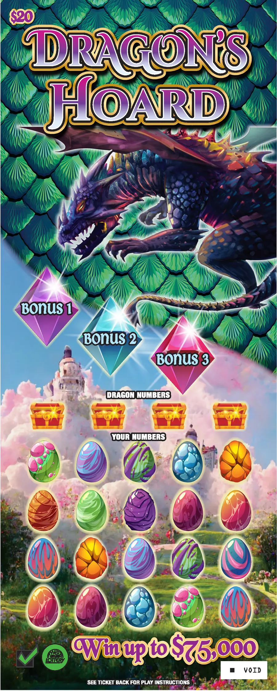 DRAGON’S HOARD West Virginia scratch-off ticket