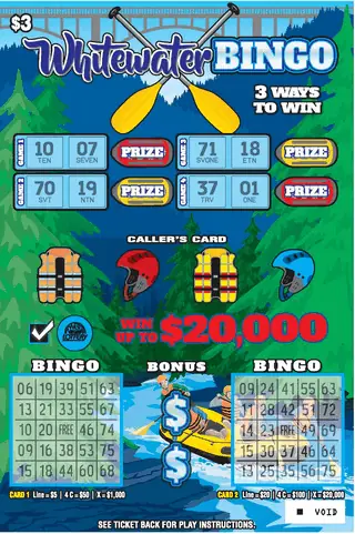 BEAR-SWEET-BURGER-WATER BINGO West Virginia scratch-off ticket
