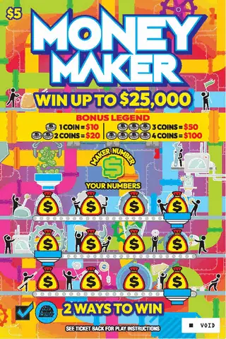 MONEY MAKER West Virginia scratch-off ticket