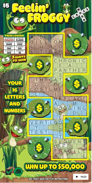 SMORE - FROGGY CROSSWORD West Virginia scratch-off ticket