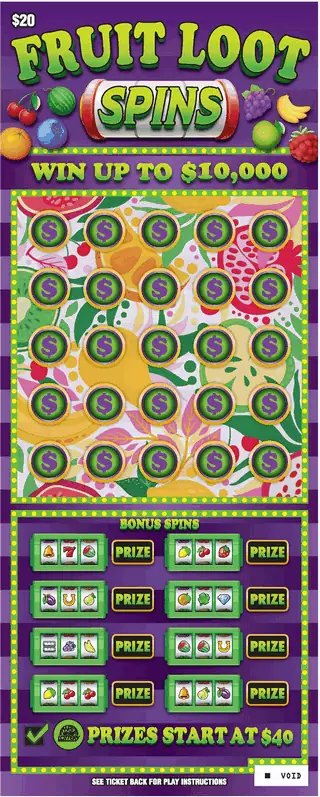 FRUIT LOOT SPINS - FABULOUS FORTUNE West Virginia scratch-off ticket