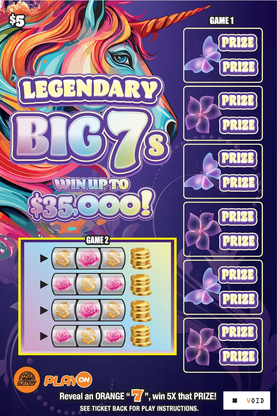 BIG 7s - JUNGLE-LEGENDARY-RUST-INFINITE West Virginia scratch-off ticket