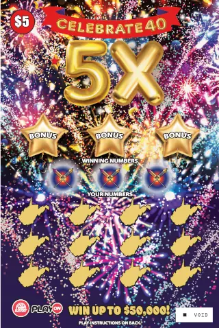 CELEBRATE 40 5X West Virginia scratch-off ticket