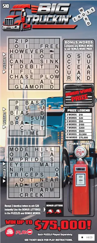KICKIN AX - BIG TRUCKIN CW West Virginia scratch-off ticket