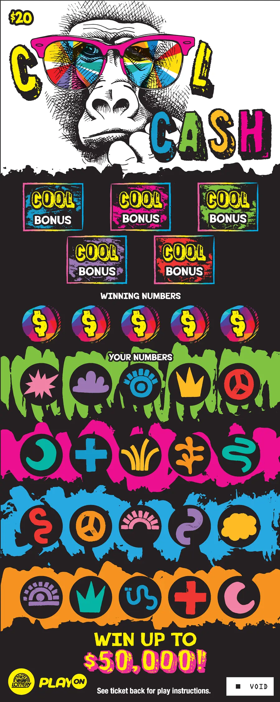 COOL CASH- WINNING ERA West Virginia scratch-off ticket