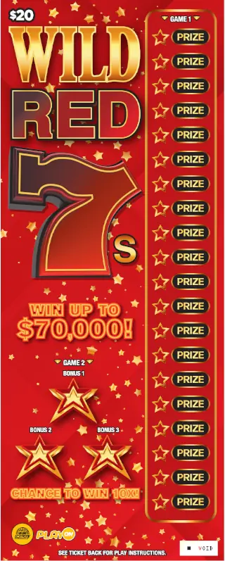 WILD RED 7S West Virginia scratch-off ticket