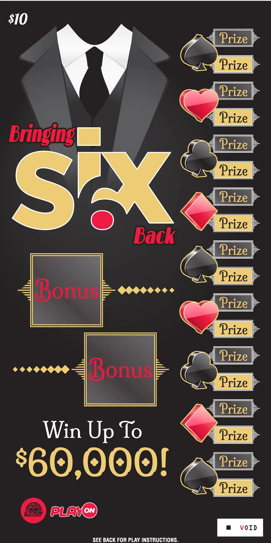 BRINGING SIX BACK West Virginia scratch-off ticket