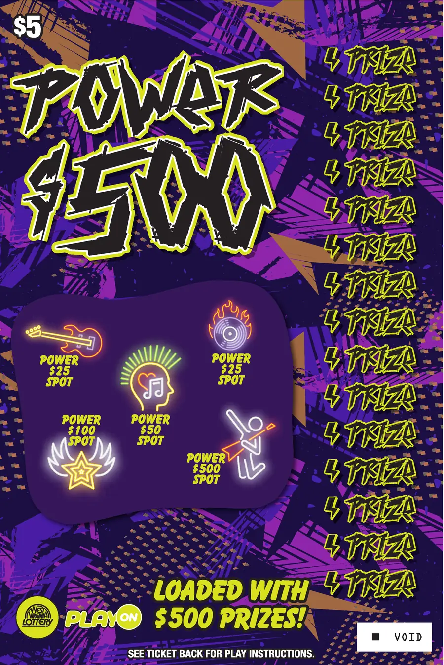 WILD SIDE - POWER $500 West Virginia scratch-off ticket