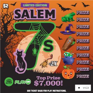 SALEM-WINTER GREEN SEVENS West Virginia scratch-off ticket