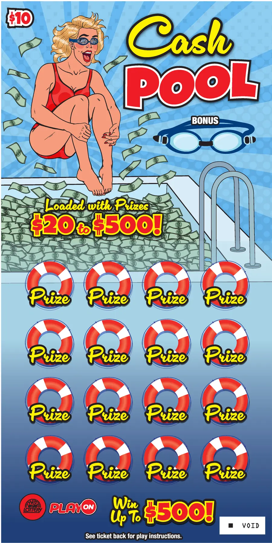 DOGGIE-POOL-CAT-CASH West Virginia scratch-off ticket